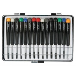 jeu 15 tournevis de précision 120 mm 5 x plat et 4 x cruciforme 6 x torx - 883